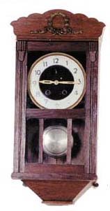 German box clock. 8 day movement striking a gong on half hours, runs good. — Antique Clocks Price Guide