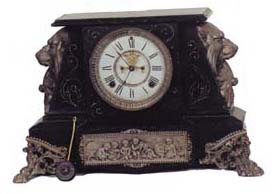 Ansonia Clock Co. enameled iron case, "Nubia", ca 1894. — Antique Clocks Price Guide