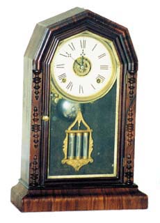 E.N. Welch "Empress VP", ca 1880. Movement is 8 day, strikes hours on a nickel bell and alarms on the same bell. — Antique Clocks Price Guide