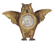 Owl in a brass case marked only "Made in USA". — Antique Clocks Price Guide