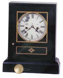 Jerome & Co. New Haven, Conn. 30 hour shelf clock with rich gold decorations around both glasses. — Antique Clocks Price Guide