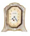 Lux "Heartbeat", ca 1928. Pearl case, easel back, 5 inches high, 4 1/4inches wide. — Antique Clocks Price Guide