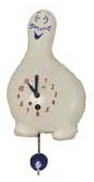 Lux rare "Schmoo" pendulette clock. In good original condition, white with blue accents. — Antique Clocks Price Guide