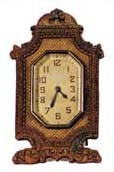 Lux Art Clock, made from an unbreakable wood product, walnut finish, hand colored ornate flowers, etc. — Antique Clocks Price Guide