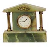 H.A.C. made in Wurttenberg". Onyx clock in shape" of a building, 7 inches wide, 6 1/4 inches high. — Antique Clocks Price Guide