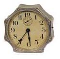 Parker Clock Co. alarm clock. 5 inch silver case. — Antique Clocks Price Guide