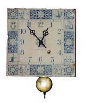 Seth Thomas kitchen clock, "Savarin", ca 1928. White enamel case with decorations in blue. — Antique Clocks Price Guide