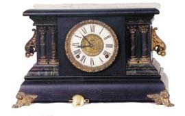 Sessions Clock Co. mantle clock, enameled wood "Elsa", ca 1904. — Antique Clocks Price Guide