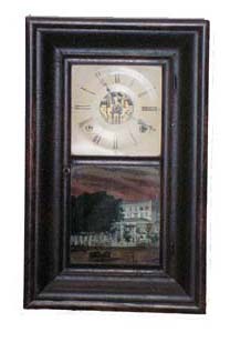 Brewster & Ingrahams, Bristol, Conn. Miniature OG. Original tablet,dial, pendulum, and label. — Antique Clocks Price Guide