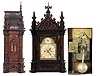 Winterhalter & Hoffmeyer Cathedral style case. Black Forest type shelf clock.
