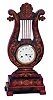 Early French imitation Lyre clock. 8 day, silk thread suspension, round movement, outside count wheel, strikes a brass bell half hours.