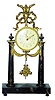 Marble and bronze French column clock, movement signed only, "French".