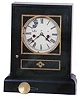 Jerome & Co. New Haven, Conn. 30 hour shelf clock with rich gold decorations around both glasses.