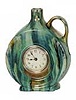 Lux Clock Co. green ceramic "Jug" clock, 7 inches high.