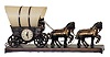 United Clock Co. "Covered Wagon" clock, 19 1/2 inches wide,10 inches high.