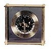 Seiko-Quartz World Time Clock. 8 1/2 inches square, gold colored metal case and dial ring.