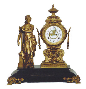Ansonia Clock Co. figural clock, "Music", ca 1894. — Antique Clocks Price Guide