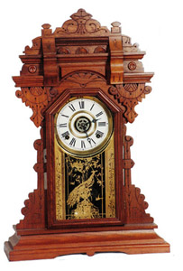 E. Ingraham Clock Co. fancy walnut mantle clock, ca 1880's. — Antique Clocks Price Guide