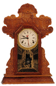 E. Ingraham Clock Co. shelf clock with calendar, "Urania", ca 1907. — Antique Clocks Price Guide