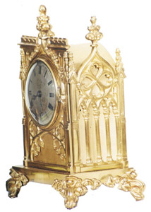English Cathedral clock, fusee movement, time only. — Antique Clocks Price Guide