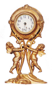 American novelty shelf, twin cupids embracing the clock. — Antique Clocks Price Guide