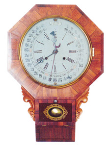 Maranville Calendar Clock and "Octagon Drop Calendar", ca 1866, by Gilbert Manufacturing Co. — Antique Clocks Price Guide