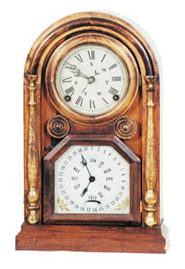 Welch, Spring & Co. "Italian No. 2", miniature double dial using the B. B. Lewis calendar. T — Antique Clocks Price Guide