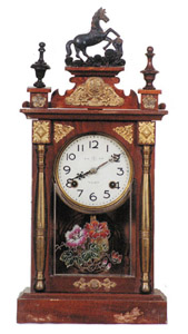 Chinese import column and splat style mantel clock — Antique Clocks Price Guide