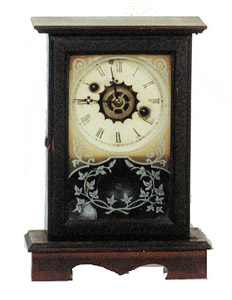 William L. Gilbert "Burl", ca 1881. One day time and alarm shelf clock. — Antique Clocks Price Guide
