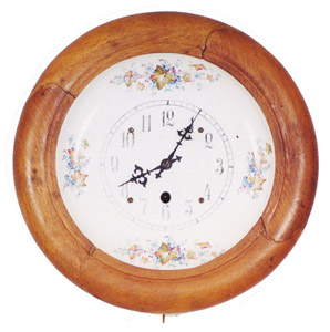 German porcelain plate dial clock with a wood bezel. — Antique Clocks Price Guide