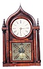 Brewster & Ingrahams round Gothic twin steeple shelf clock, ca 1844-1852.