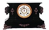 Ansonia Clock Co. enameled iron case black mantel clock, "Brandon", ca 1904.