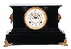 Ansonia Clock Co. enameled iron case black mantel clock, "Chester", ca 1904.