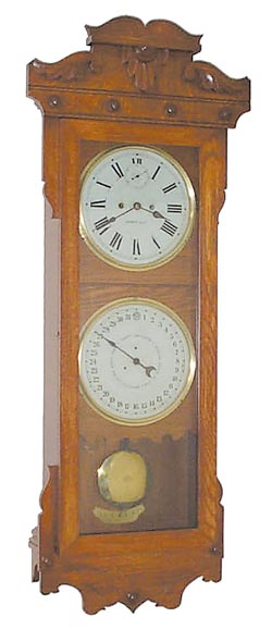 New Haven Clock Co., 30 day, double dial calendar. — Antique Clocks Price Guide