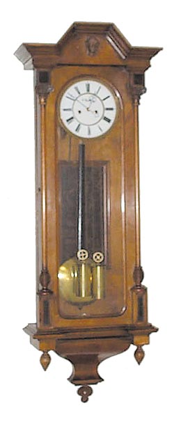 German Vienna regulator, 2 weight, made by "V. Hausler", a clockmaker in Wien, 1844-1861, (Vienna, Austria), as signed on the dial. — Antique Clocks Price Guide