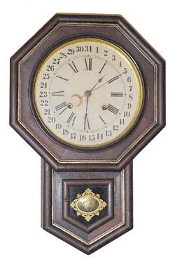 Ansonia Clock Co. hanging, "10 Inch Drop Octagon-Gilt Calendar", ca 1906. — Antique Clocks Price Guide