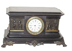 French black marble clock, large and heavy; Movement is signed by "Etienne — Antique Clocks Price Guide