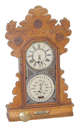 Calendar shelf clock, C. W. Fleishtinger of Fritztown, PA, ca 1894. — Antique Clocks Price Guide