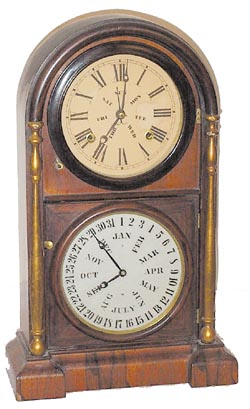 Welch, Spring & Co. calendar shelf clock, probably the "Italian No. 3" model, ca 1868-1870 — Antique Clocks Price Guide