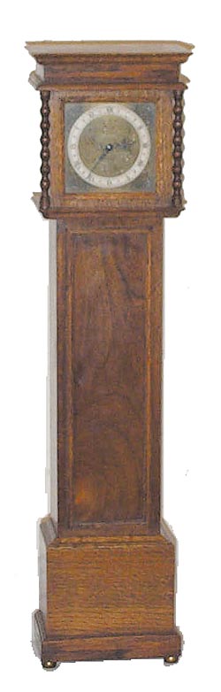 English miniature grandfather clock, 24 1/2 inches high. — Antique Clocks Price Guide