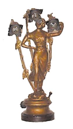 French 3 bulb, Electroliers, the style Ansonia copied to make their series of electroliers in 1910. — Antique Clocks Price Guide
