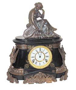Ansonia Clock Co. enameled iron clock, "Pompeii", ca 1904. — Antique Clocks Price Guide
