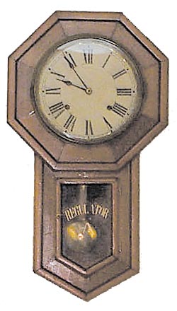 Long drop schoolhouse clock, 8 day, strikes a gong, and is running. — Antique Clocks Price Guide
