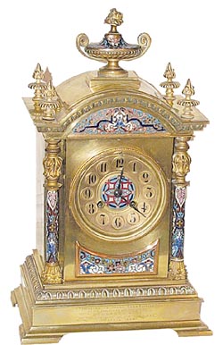 French brass and cloisonne table clock. — Antique Clocks Price Guide