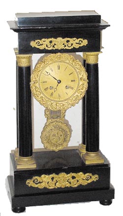 French 4 column Empire style mantle clock, ca 1880's. — Antique Clocks Price Guide