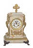French green and white onyx mantle clock.