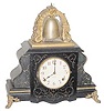 Gilbert Clock Co. bell top clock, "Curfew", ca 1900, or "Gilbert No.2200", per the full label on the base.