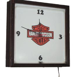 Neon advertising clock, "Harley Davidson, Motor Cycles". — Antique Clocks Price Guide