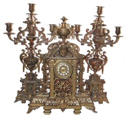 French Bronze 3 piece mantle set. If we sold the bronze by the pound we could retire. — Antique Clocks Price Guide