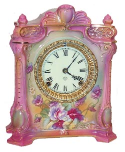 Ansonia Clock Co., Royal Bonn, porcelain clock, "La Seine", ca 1915. — Antique Clocks Price Guide